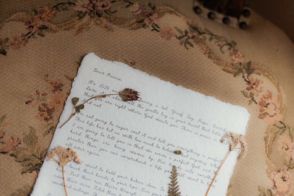 Mother's letter to herself with dried flowers for a mother's day mini session in lawton, OK